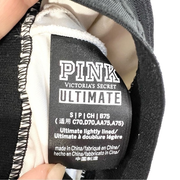 SOLD PINK Victoria's Secret Ultimate lightly lined sports bra white black S - Picture 9 of 10